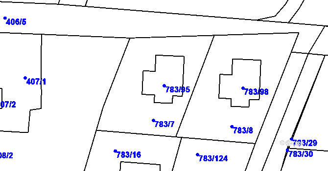 Parcela st. 783/95 v KÚ Senec u Plzně, Katastrální mapa