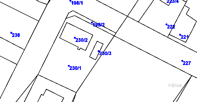 Parcela st. 230/3 v KÚ Senec u Plzně, Katastrální mapa