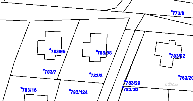 Parcela st. 783/98 v KÚ Senec u Plzně, Katastrální mapa