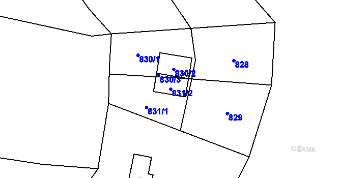 Parcela st. 831/2 v KÚ Senec u Plzně, Katastrální mapa