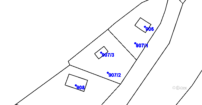 Parcela st. 907/3 v KÚ Senec u Plzně, Katastrální mapa