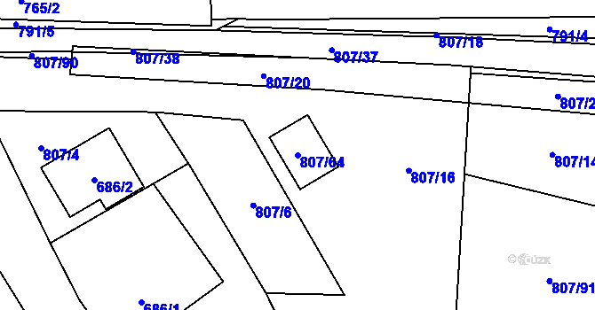 Parcela st. 807/64 v KÚ Senec u Plzně, Katastrální mapa