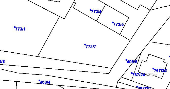 Parcela st. 773/7 v KÚ Senec u Plzně, Katastrální mapa