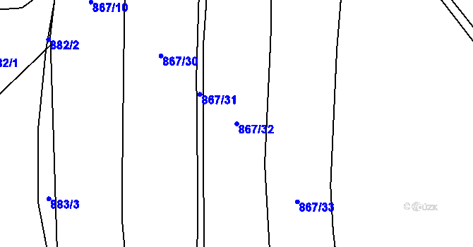 Parcela st. 867/32 v KÚ Senec u Plzně, Katastrální mapa