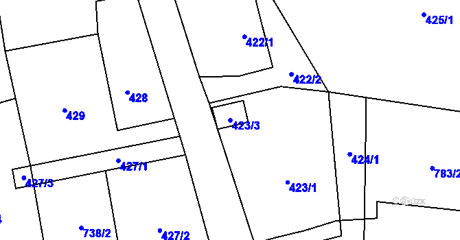 Parcela st. 423/3 v KÚ Senec u Plzně, Katastrální mapa