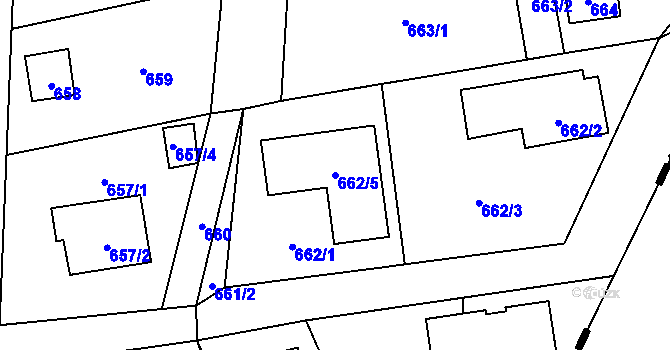 Parcela st. 662/5 v KÚ Senec u Plzně, Katastrální mapa