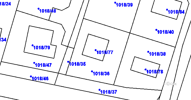 Parcela st. 1018/77 v KÚ Senec u Plzně, Katastrální mapa