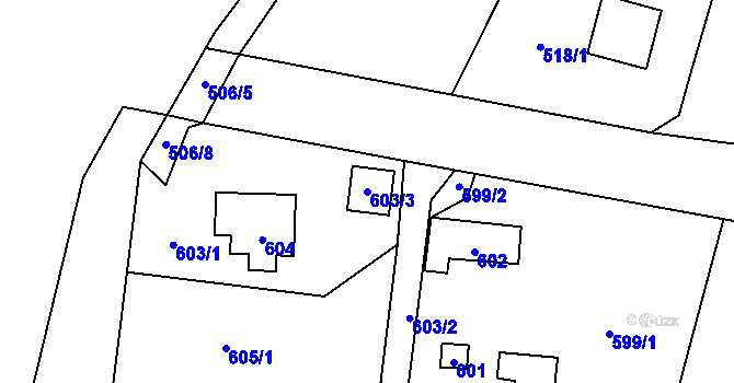 Parcela st. 603/3 v KÚ Senec u Plzně, Katastrální mapa