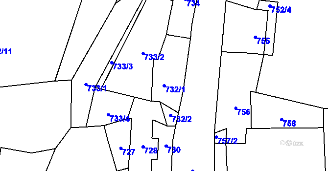 Parcela st. 732/1 v KÚ Senec u Plzně, Katastrální mapa