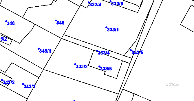 Parcela st. 333/4 v KÚ Senec u Plzně, Katastrální mapa