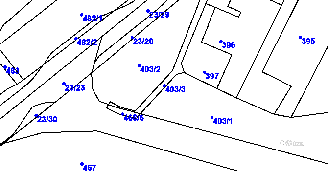 Parcela st. 403/3 v KÚ Senec u Plzně, Katastrální mapa