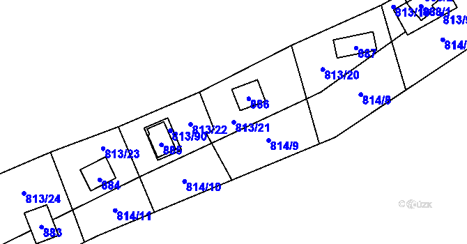 Parcela st. 813/21 v KÚ Zruč, Katastrální mapa