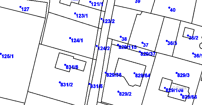 Parcela st. 52 v KÚ Zruč, Katastrální mapa