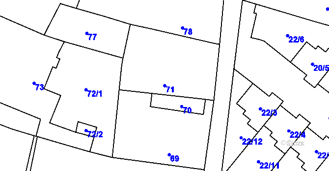 Parcela st. 71 v KÚ Zruč, Katastrální mapa