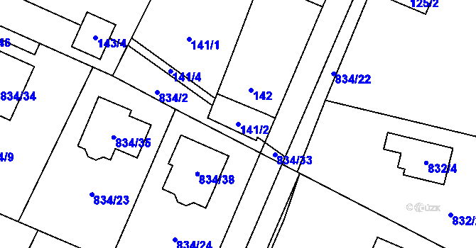 Parcela st. 141/2 v KÚ Zruč, Katastrální mapa