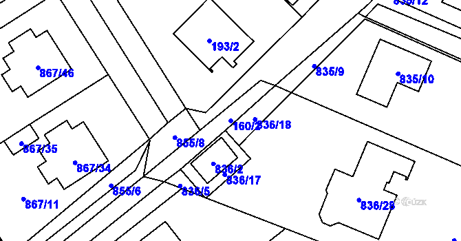 Parcela st. 160/2 v KÚ Zruč, Katastrální mapa