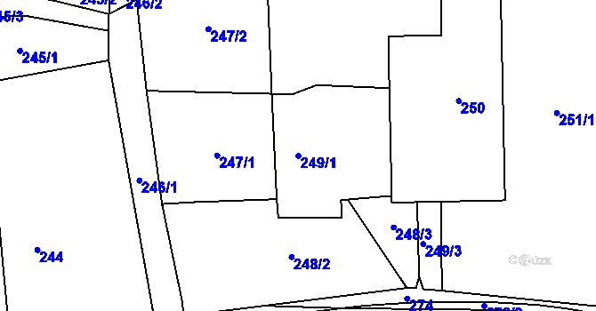 Parcela st. 249/1 v KÚ Zruč, Katastrální mapa