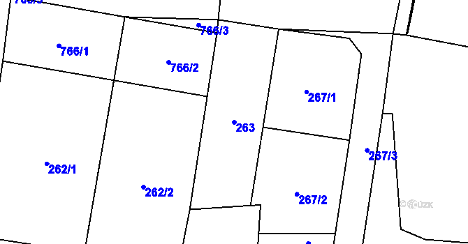 Parcela st. 263 v KÚ Zruč, Katastrální mapa