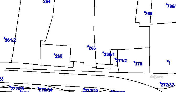 Parcela st. 266 v KÚ Zruč, Katastrální mapa