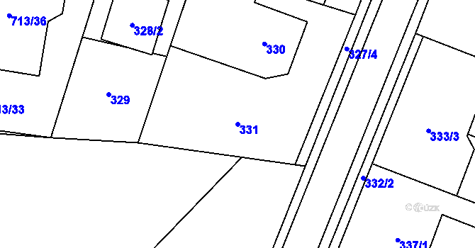 Parcela st. 331 v KÚ Zruč, Katastrální mapa