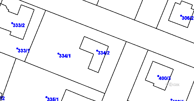 Parcela st. 334/2 v KÚ Zruč, Katastrální mapa