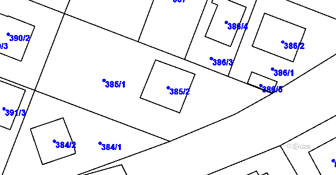 Parcela st. 385/2 v KÚ Zruč, Katastrální mapa