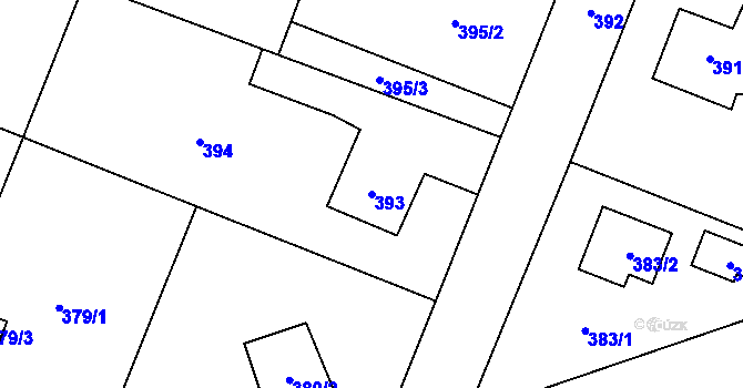 Parcela st. 393 v KÚ Zruč, Katastrální mapa