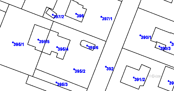 Parcela st. 395/6 v KÚ Zruč, Katastrální mapa