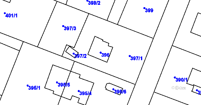 Parcela st. 396 v KÚ Zruč, Katastrální mapa