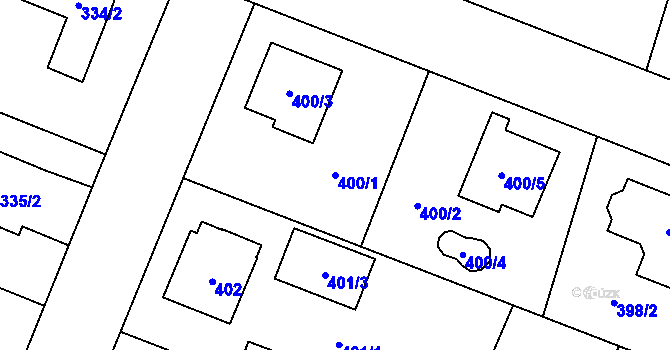 Parcela st. 400/1 v KÚ Zruč, Katastrální mapa