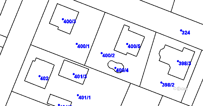 Parcela st. 400/2 v KÚ Zruč, Katastrální mapa