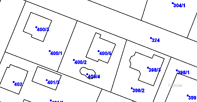 Parcela st. 400/5 v KÚ Zruč, Katastrální mapa