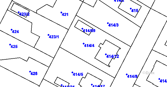 Parcela st. 414/4 v KÚ Zruč, Katastrální mapa