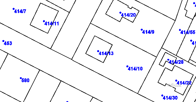 Parcela st. 414/13 v KÚ Zruč, Katastrální mapa