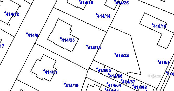 Parcela st. 414/15 v KÚ Zruč, Katastrální mapa