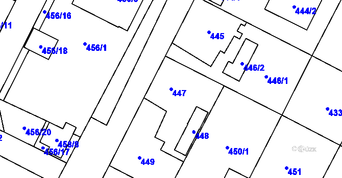 Parcela st. 447 v KÚ Zruč, Katastrální mapa