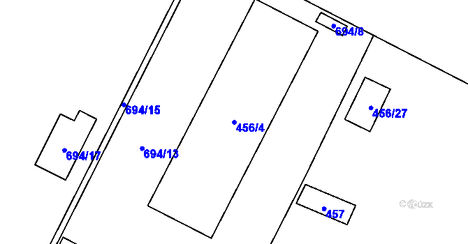 Parcela st. 456/4 v KÚ Zruč, Katastrální mapa