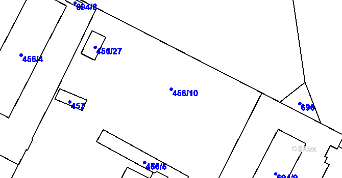 Parcela st. 456/10 v KÚ Zruč, Katastrální mapa