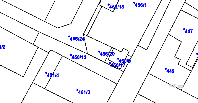 Parcela st. 456/20 v KÚ Zruč, Katastrální mapa