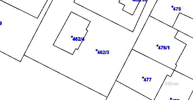 Parcela st. 462/3 v KÚ Zruč, Katastrální mapa