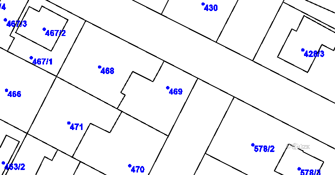 Parcela st. 469 v KÚ Zruč, Katastrální mapa