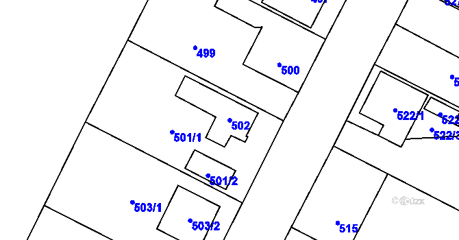 Parcela st. 502 v KÚ Zruč, Katastrální mapa