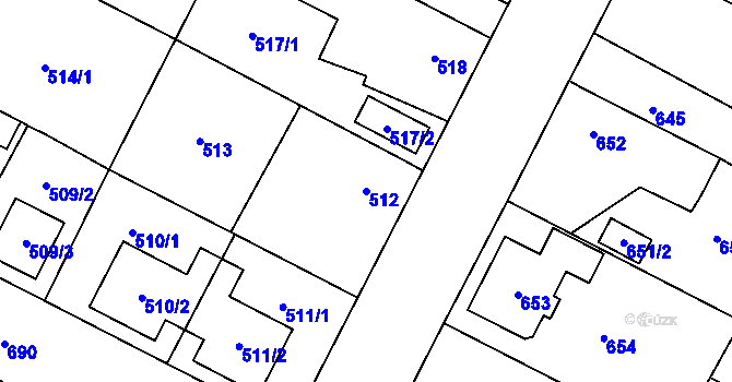 Parcela st. 512 v KÚ Zruč, Katastrální mapa