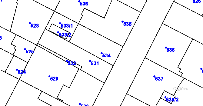 Parcela st. 534 v KÚ Zruč, Katastrální mapa