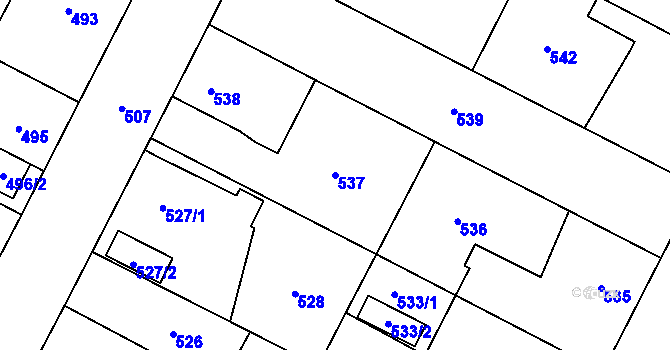 Parcela st. 537 v KÚ Zruč, Katastrální mapa