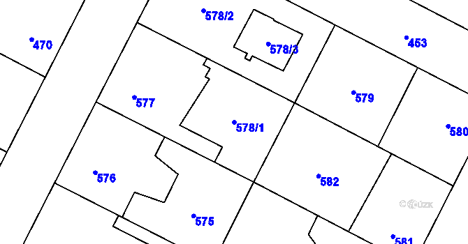 Parcela st. 578/1 v KÚ Zruč, Katastrální mapa