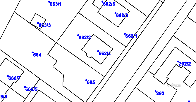 Parcela st. 662/4 v KÚ Zruč, Katastrální mapa