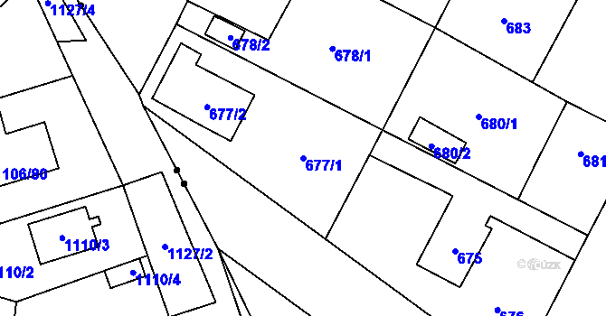 Parcela st. 677/1 v KÚ Zruč, Katastrální mapa