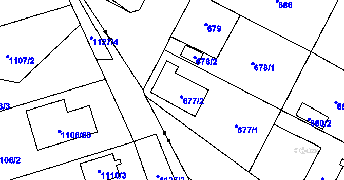 Parcela st. 677/2 v KÚ Zruč, Katastrální mapa