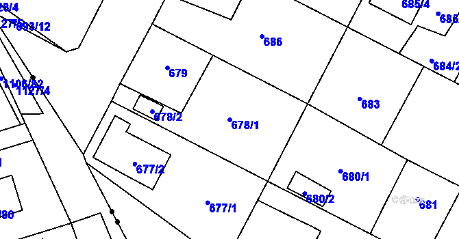 Parcela st. 678/1 v KÚ Zruč, Katastrální mapa
